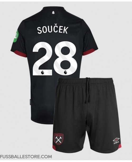 Günstige West Ham United Tomas Soucek #28 Auswärts Trikotsatzt Kinder 2024-25 Kurzarm (+ Kurze Hosen)